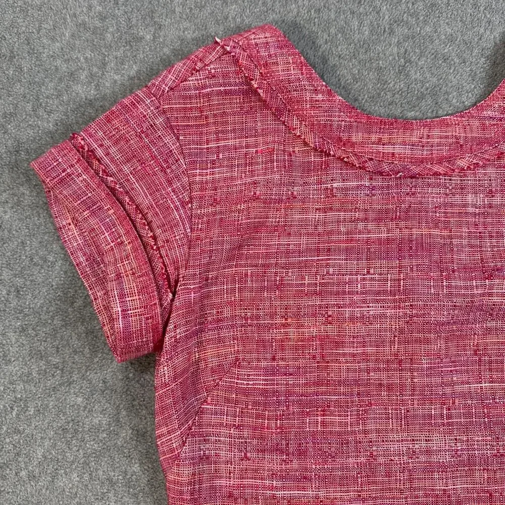 W By Worth Pink Tweed Shift Dress Women's 0 Short Sleeve High Neck Linen Blend - Picture 2 of 9